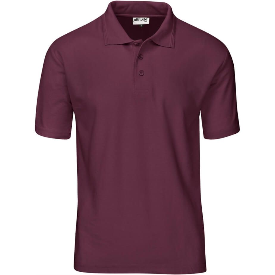 Mens Basic Pique Golf Shirt Dark Red Front